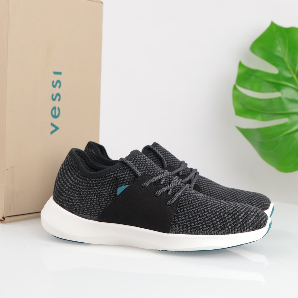 Vessi Womens Everyday Classic Sneaker Size 9 Waterproof Black Knit Lace Up Shoes